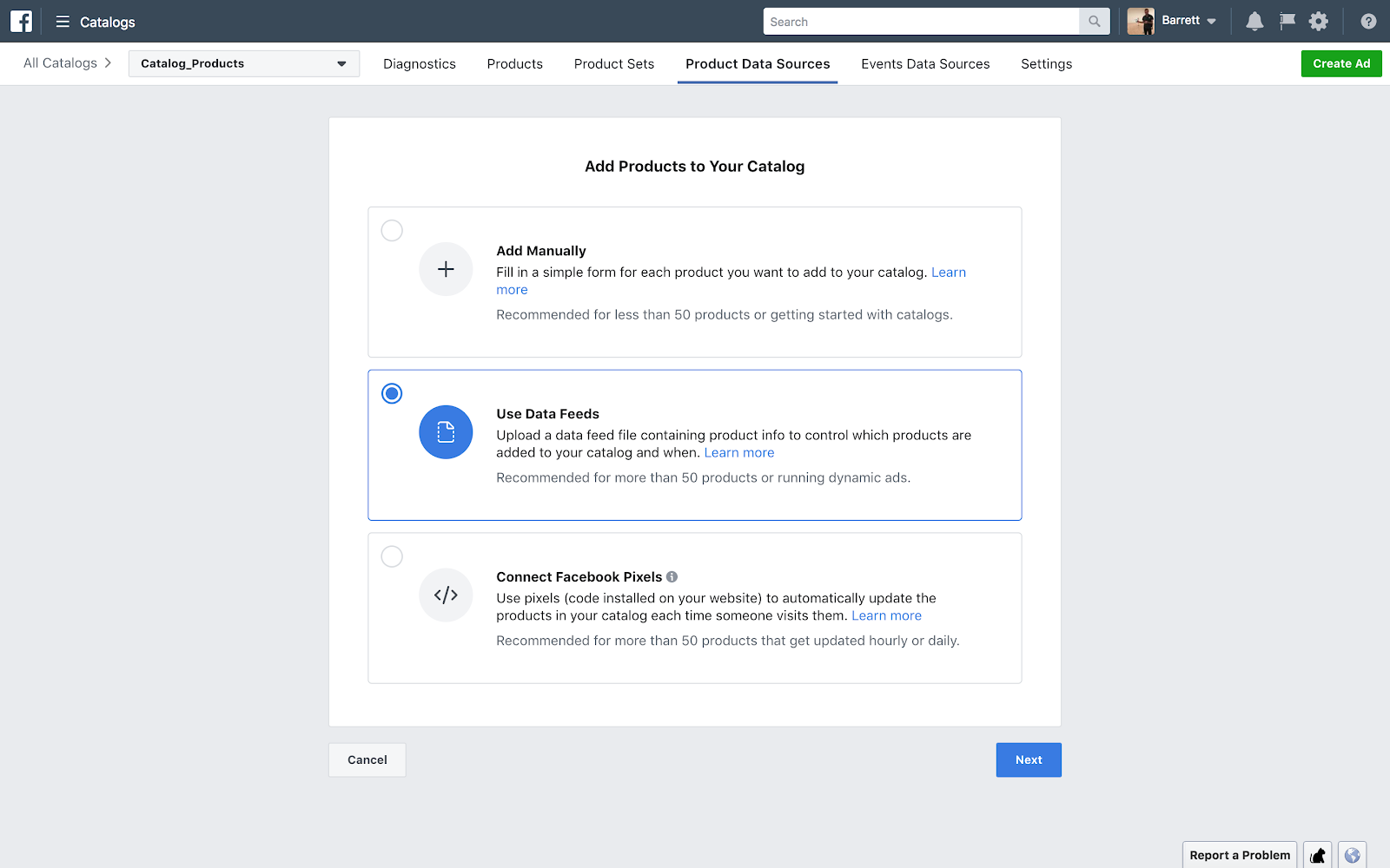 Use data feeds to add products to your Facebook Catalog