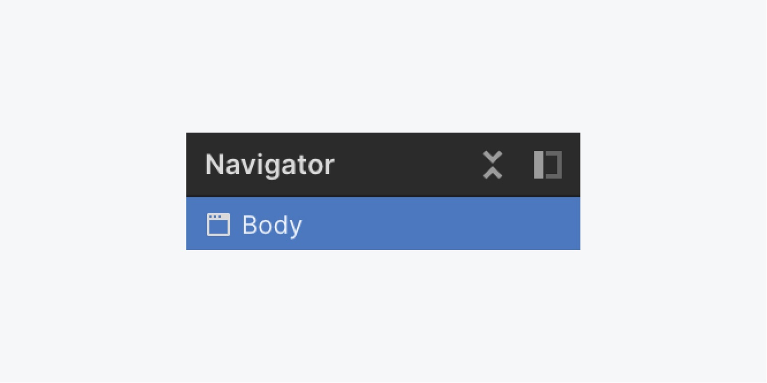 The Body element is selected in the Navigator panel.