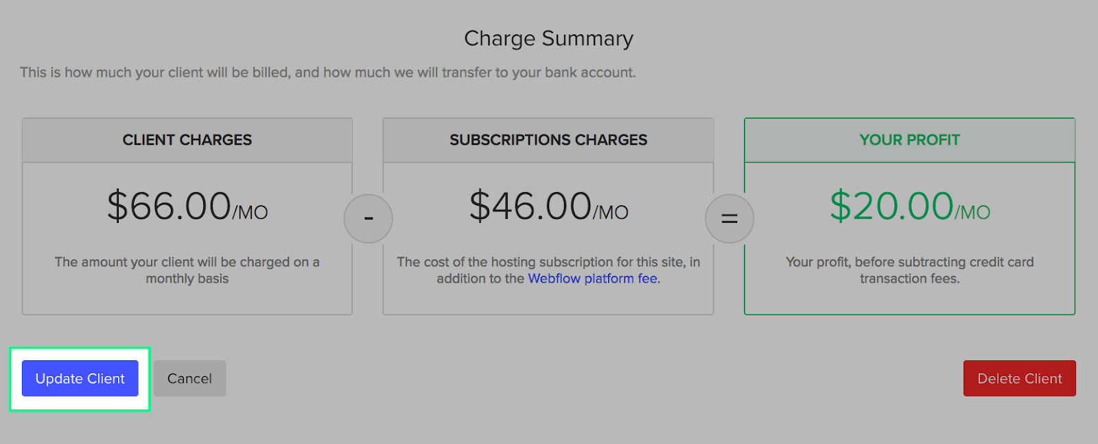 Update client to save your changes