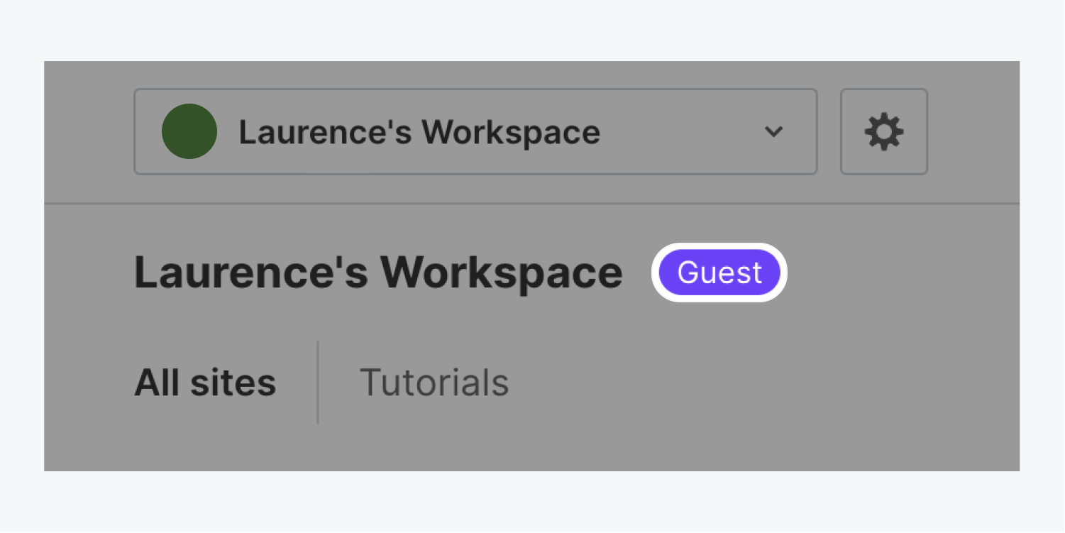 The “Guest” flag is highlighted next to the Workspace’s name.