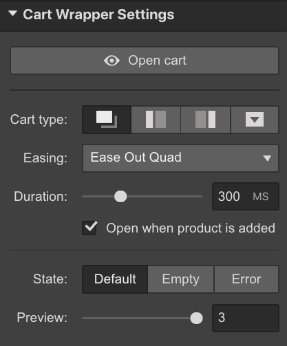 Edit the cart settings