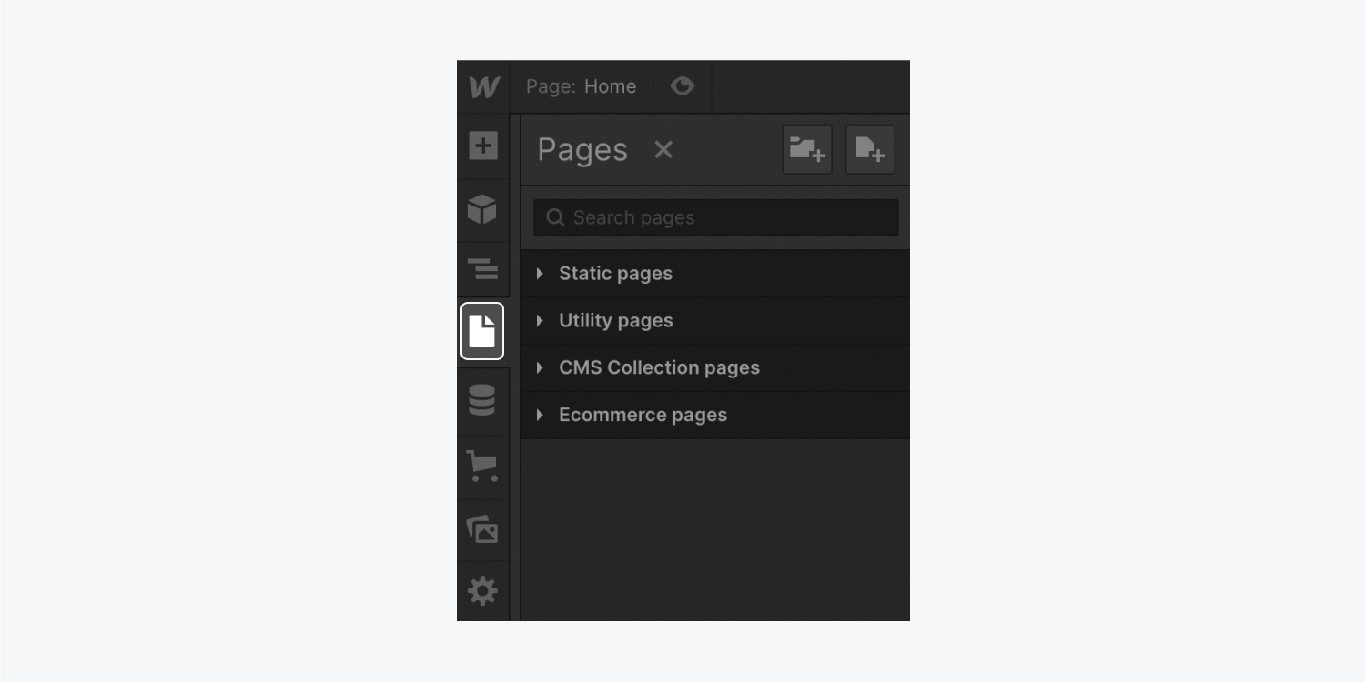 The Pages icon in the left toolbar of the Designer.