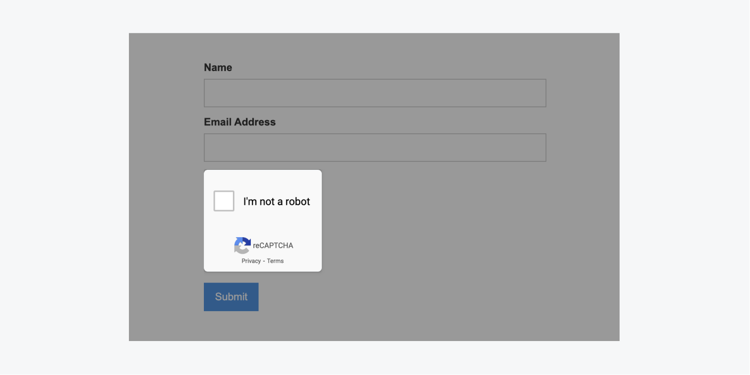 A compact reCAPTCHA element is highlighted in a form.