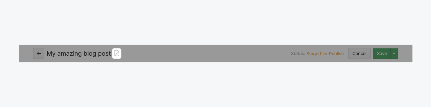 The collection page toolbar includes a icon to the right of the page name which is for navigating to the detail page. This icon is highlighted on the top bar.