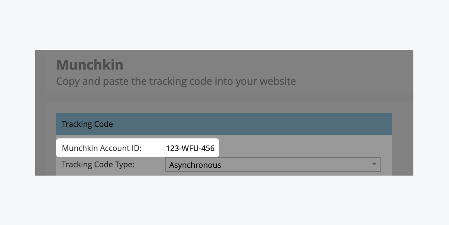 Marketo’s “Munchkin Account ID” is highlighted. 