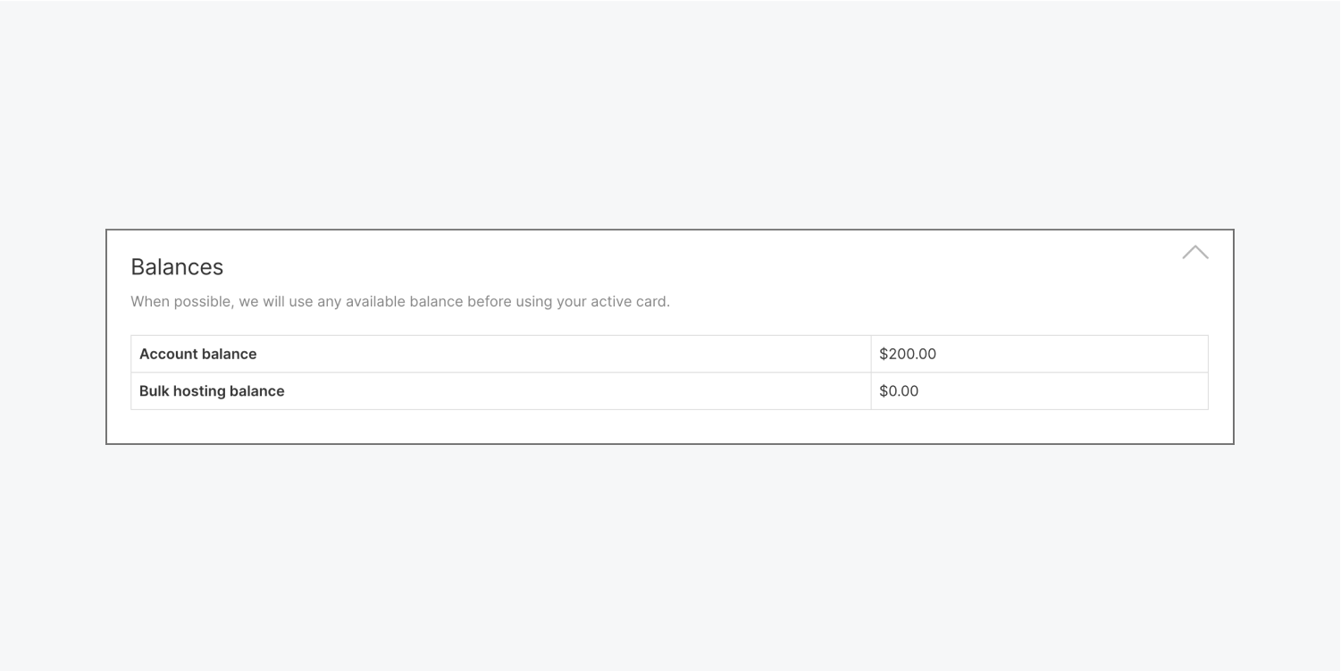 The balances section is shown in the Billing tab of a Workspace’s settings.