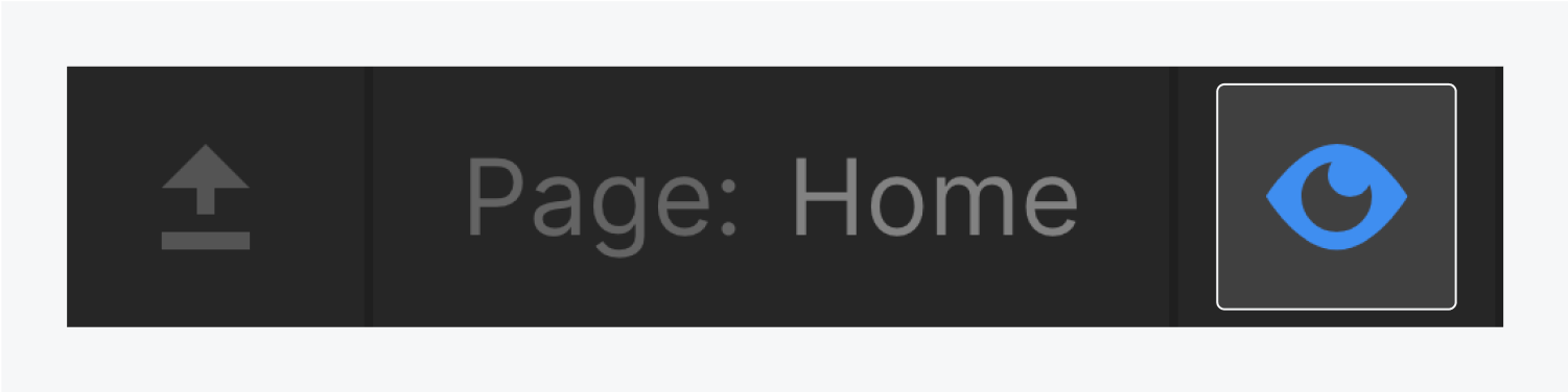 The preview mode "eye" icon is highlighted next to the Page name.