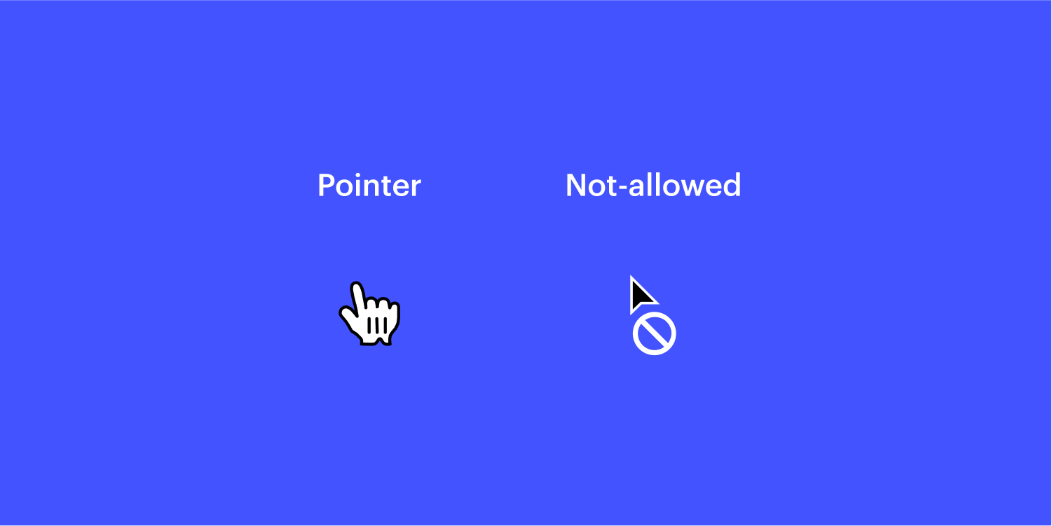 On the left, the text label "Pointer" and the Apple cursor icon. On the right, a text label "Not-allowed" with a not-allowed icon.