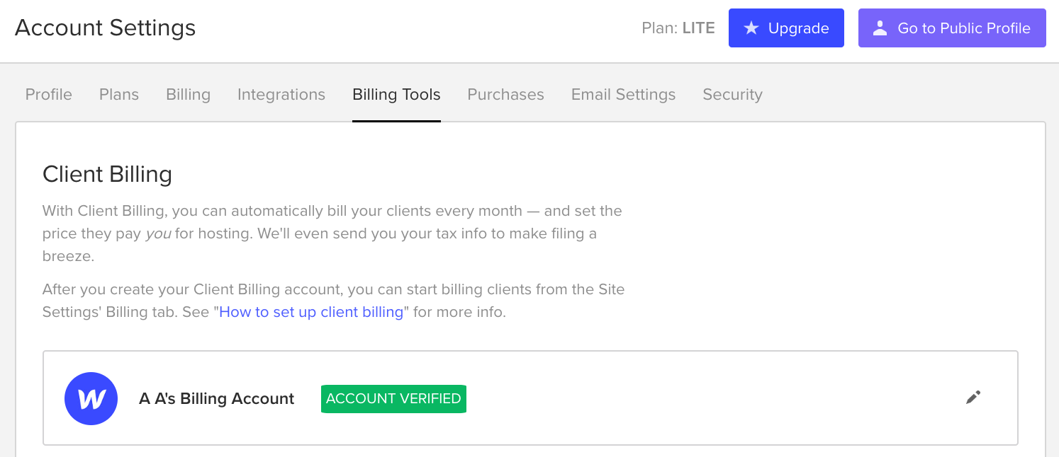 Edit your Client billing settings