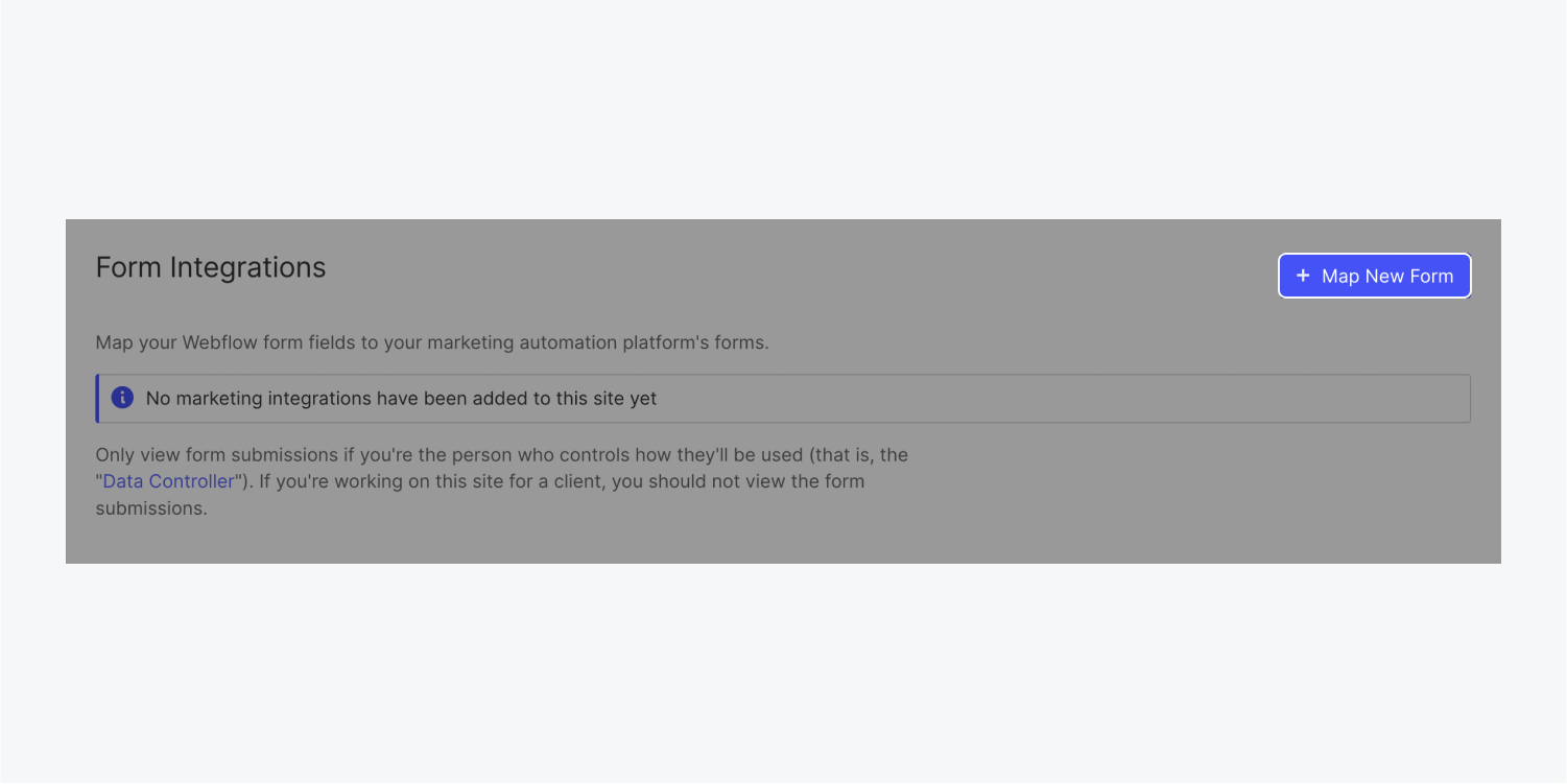 The “Map new form” button in the Form integrations section.