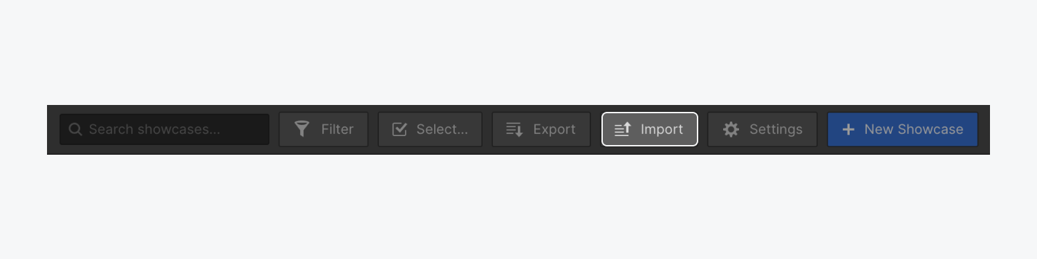 The import button in a CMS Collection is highlighted. 