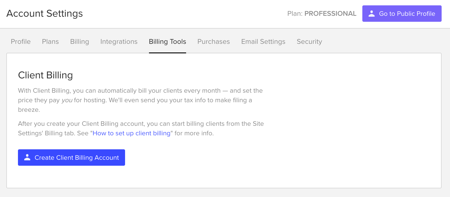 Create a Client Billing account