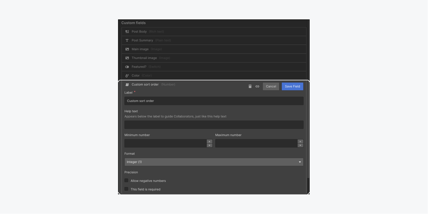 Add a custom Collection field to sort by custom numbers you assign to your Collection items. 