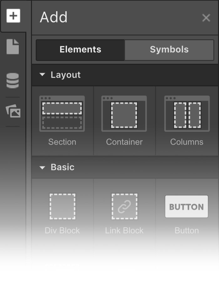 The Webflow Elements Panel