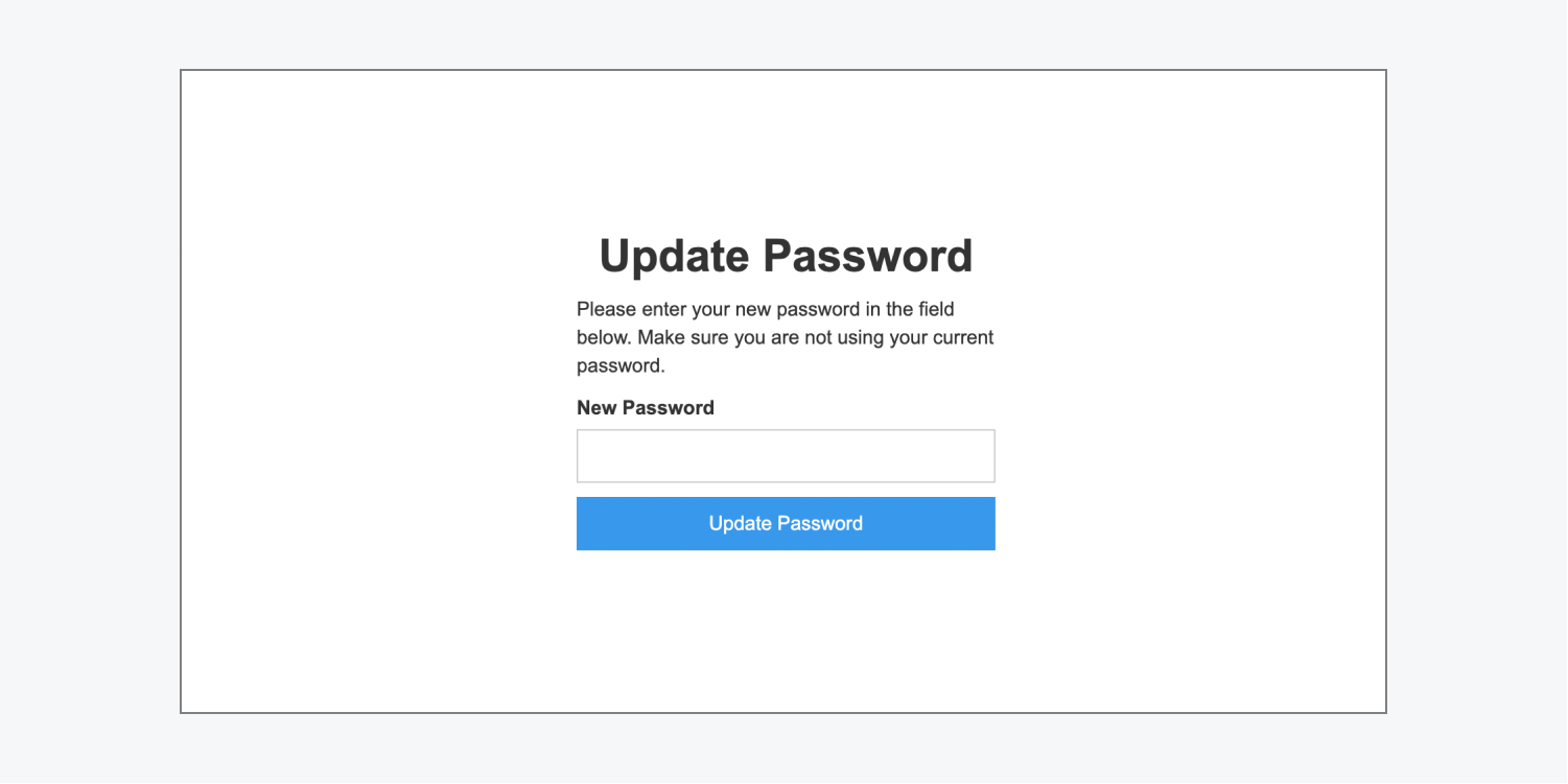 The Update password page.