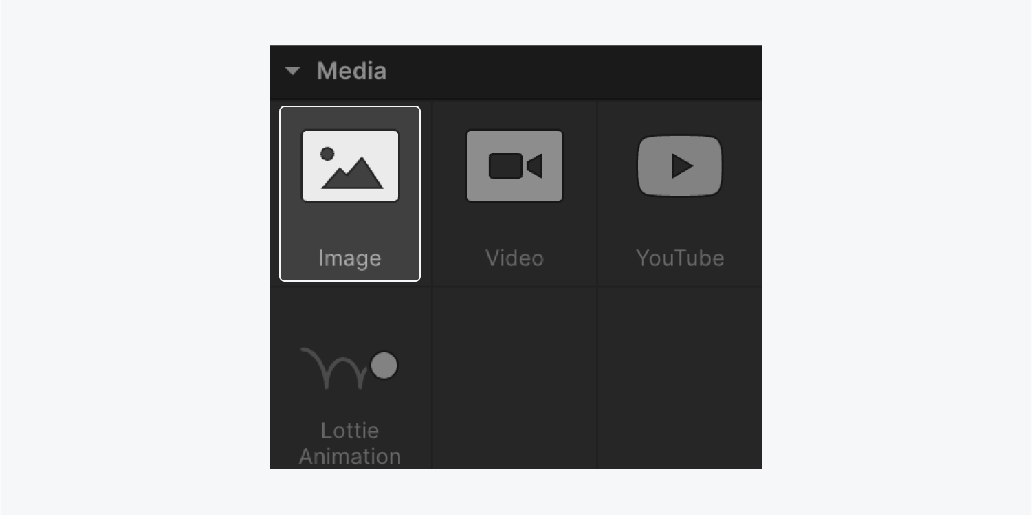 The Image element in the Media section of the Add panel.