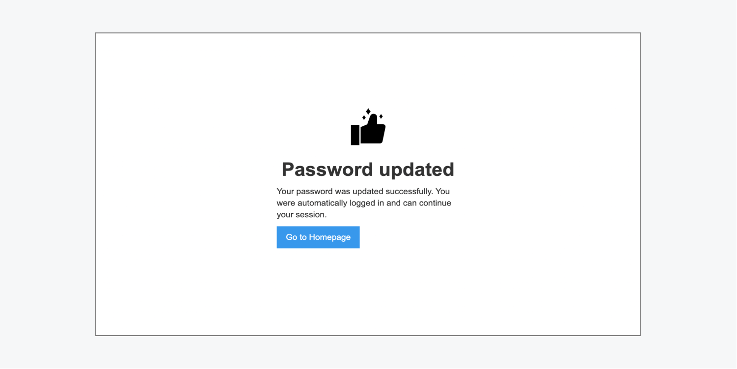 The Update password success state.