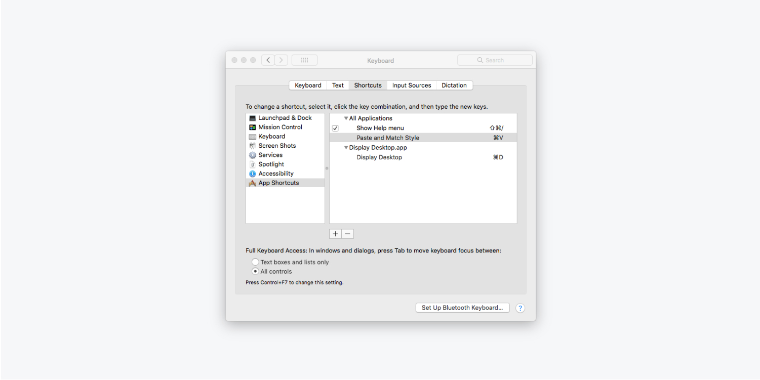 Keyboard settings in Mac system preferences.