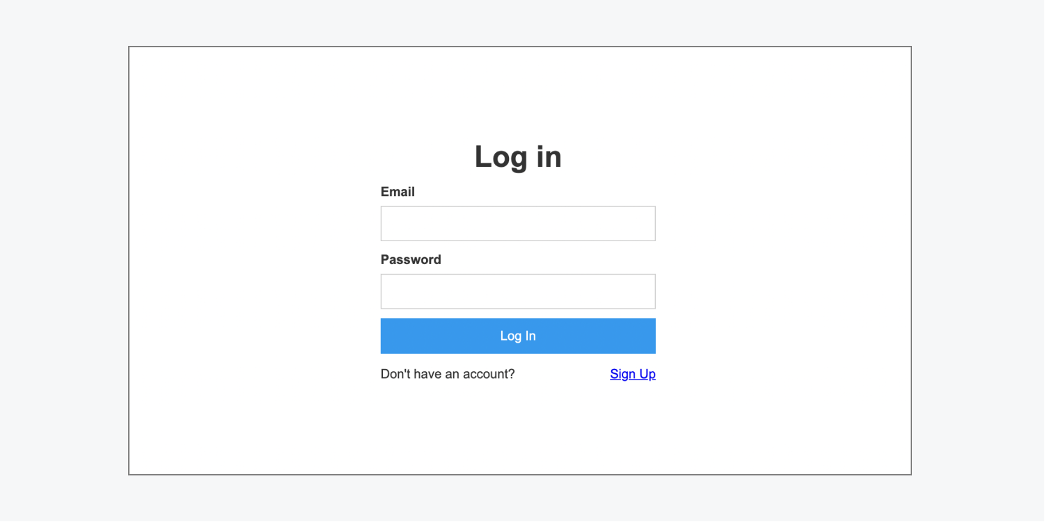 The Log in form page.