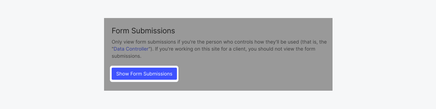 “Show Form Submissions” is highlighted within the Forms tab of Site settings.